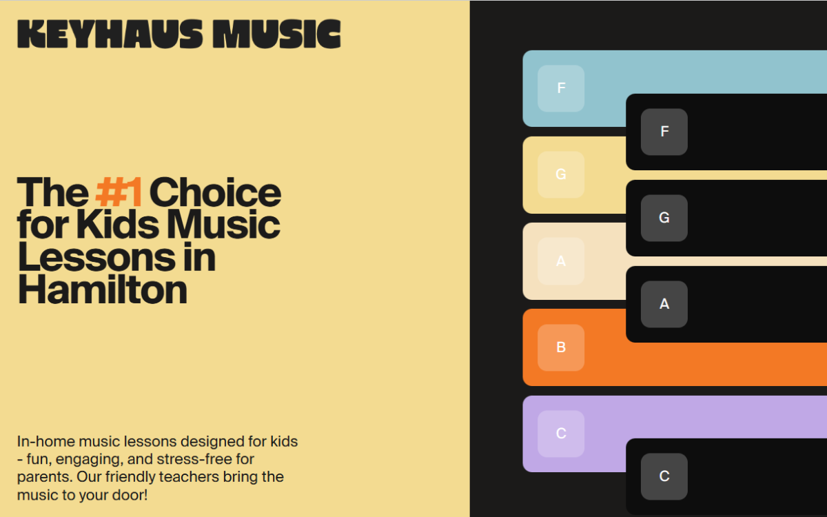 Screenshot of the Keyhaus Music website homepage