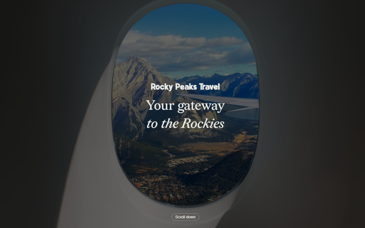 Screenshot of the Rocky Peaks website homepage